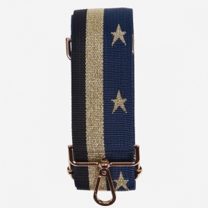 Bag Strap - Black & Navy with Gold Stars & Stripe
